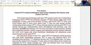 HASIL PENGAWASAN KPAI TENTANG PERLINDUNGAN ANAK KORBAN EKSPLOITASI SEKSUAL DAN PEKERJA ANAK BULAN JANUARI S.D APRIL : DARI 35 KASUS YANG DIMONITOR KPAI, 83% KASUS PROSTITUSI, JUMLAH KORBAN MENCAPAI 234 ANAK
