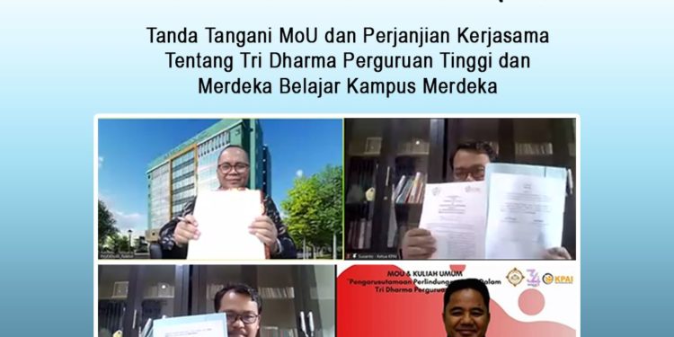 KPAI DENGAN UNIVERSITAS SAHID MENANDATANGANI NOTA KESEPAHAMAN TENTANG TENTANG TRI DHARMA PERGURUAN TINGGI DAN MERDEKA BELAJAR KAMPUS MERDEKA